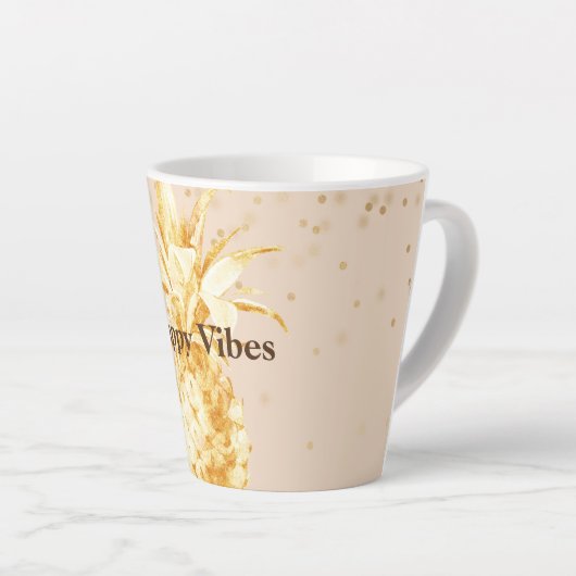 Crème Geel Goud Ananas Latte Mok (Rechterhoek)