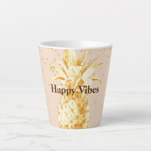 Crème Geel Goud Ananas Latte Mok (Voorkant)