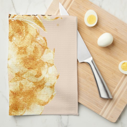 Crème Geel Goud Ananas Theedoek (Quarter Fold)