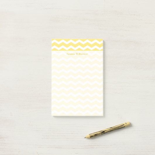 Crème Gele Chevron Rand Post-it® Notes (Op bureau)