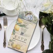 Crème Gele Citroen Groene Botanische QR Code All In One Uitnodiging