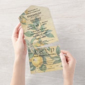 Crème Gele Citroen Groene Orchard Minimalist All In One Uitnodiging (Afscheurbaar)