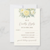 Crème Gele pioen Rozen Floral Wedding RSVP Kaart (Voorkant)