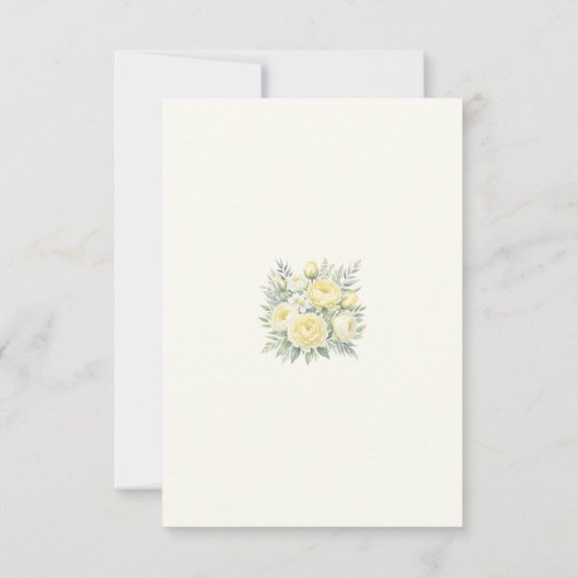 Crème Gele pioen Rozen Floral Wedding RSVP Kaart (Achterkant)