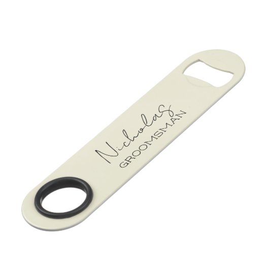 Crème Gepersonaliseerde Groomsman Speed Flessenopener (Voorkant Gekanteld)