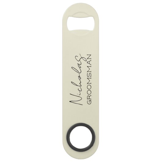 Crème Gepersonaliseerde Groomsman Speed Flessenopener (Voorkant)