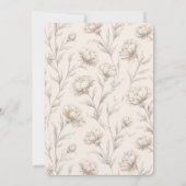 Crème Geschetste Bloemen Bruiloftsfeestje Kaart (Achterkant)