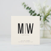 Crème Gestroomlijnde Vierkante Monogram Bruiloft S (Staand voorkant)