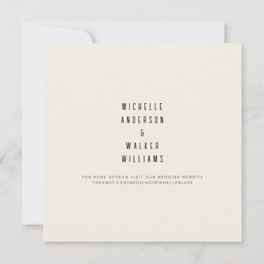 Crème Gestroomlijnde Vierkante Monogram Bruiloft S (Achterkant)