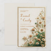 Crème Getextureerd Goud Astrantia Trouwboeket Kaart (Voorkant / Achterkant)