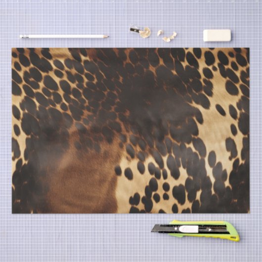 Crème Gevlekt Bruin Zwart Koeienhuid Tissuepapier (Craft)