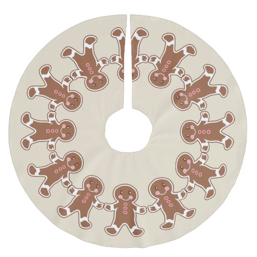 Crème Gingerbread Boys Kerstboom Rok (Voorkant)