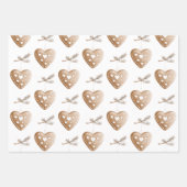 Crème Gingerbread Cookie Hearts Kerstmis Inpakpapier Vel (Voorkant 3)