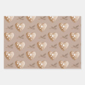 Crème Gingerbread Cookie Hearts Kerstmis Inpakpapier Vel (Voorkant)