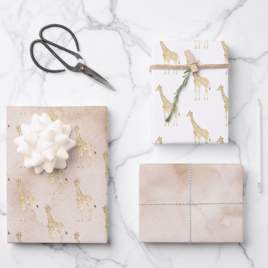 Crème Giraffe Inpakpapier Vel (Voorkant)