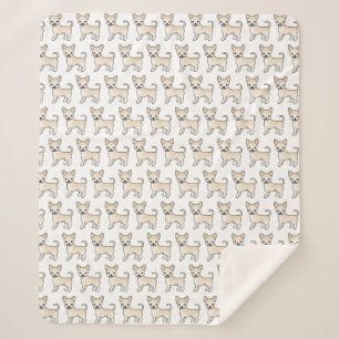 Crème Gladde Vacht Chihuahua Cartoon Hond Patroon Sherpa Deken