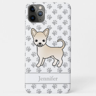 Crème Gladharige Chihuahua Cartoon Hond & Naam Case-Mate iPhone Case