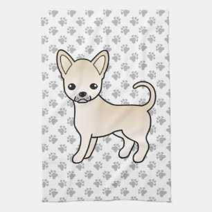 Crème Gladharige Chihuahua Cartoon Hond & Pootjes Theedoek