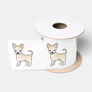 Crème gladharige Chihuahua Schattige Cartoon Hond Satijnen Lint