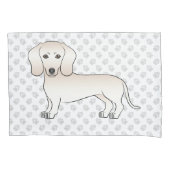 Crème gladharige dachshond cartoonhond met poten kussensloop (Voorkant-Links)