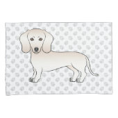 Crème gladharige dachshond cartoonhond met poten kussensloop (Voorkant-Rechts)