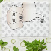 Crème gladharige dachshond cartoonhond met poten theedoek (Gevouwen)