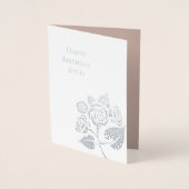 Crème Glam Diamonds Roze Bloemige Verjaardag Folie Kaarten (Voorkant)