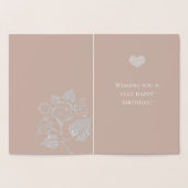 Crème Glam Diamonds Roze Bloemige Verjaardag Folie Kaarten (Binnen)