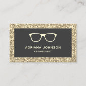 Crème Glitter Eyeglasses Oogarts Optometrist Visitekaartje (Voorkant)