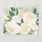 Crème Gold Floral Greenery Wedding Information Informatiekaartje (Achterkant)