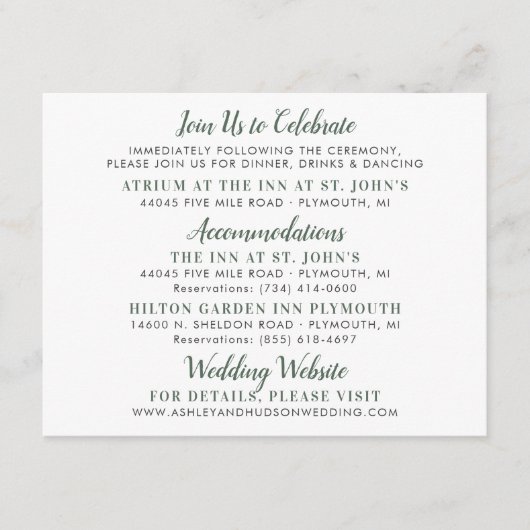 Crème Gold Floral Greenery Wedding Information Informatiekaartje (Voorkant)