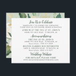 Crème Gold Floral Greenery Wedding Information Informatiekaartje<br><div class="desc">Klassieke de informatiekaart van de stijlbruiloft kenmerkt Ontvangst, Accommodations, en de tekst van de Website van de Bieden die in rijke groene en zachte zwarte kleuren kunnen worden gepersonaliseerd. De achterkant van de kaart is voorzien van een elegante florale waterverf met geschilderde rozen, ranunculus bloemen en bladeren in neutrale tinten...</div>