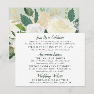Crème Gold Floral Greenery Wedding Information Informatiekaartje