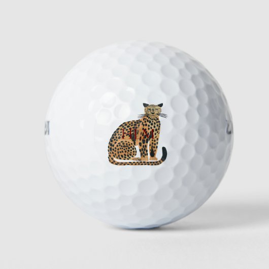Crème Gold Leopard Animal Monogram Golfballen (Voorkant)