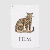 Crème Gold Leopard Animal Monogram Golfhanddoek (Voorkant)