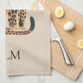 Crème Gold Leopard Animal Monogram Theedoek (Quarter Fold)