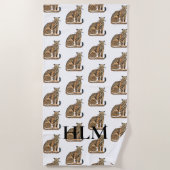 Crème Gold Leopards Animal Monogram Strandlaken (Voorkant)