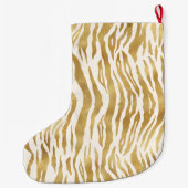 Crème Gold Zebra Print Monogram Grote Kerstsok (Achterkant)