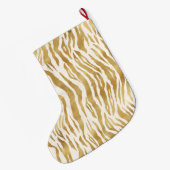 Crème Gold Zebra Print Monogram Grote Kerstsok (Achterkant (Hangend))