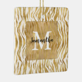 Crème Gold Zebra Print Monogram Keramisch Ornament (Rechts)