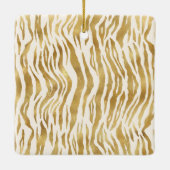 Crème Gold Zebra Print Monogram Keramisch Ornament (Achterkant)