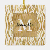 Crème Gold Zebra Print Monogram Keramisch Ornament (Voorkant)