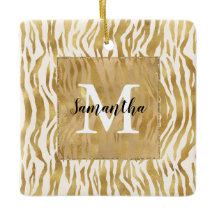 Crème Gold Zebra Print Monogram