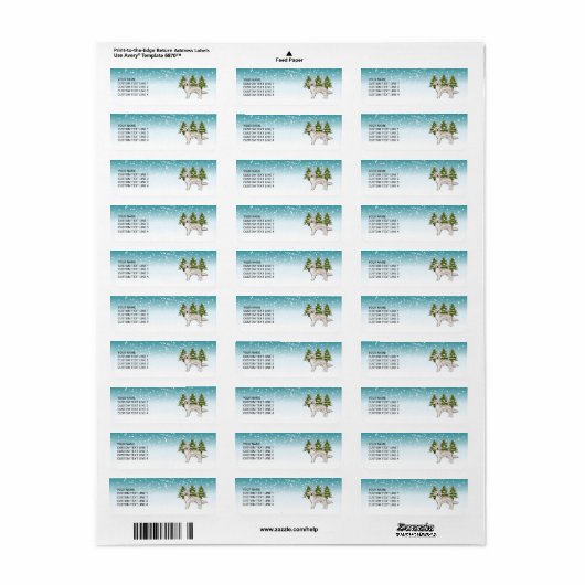 Crème Golden Retriever Hond Blauw Winter Kerstmis Etiket (Full Sheet)