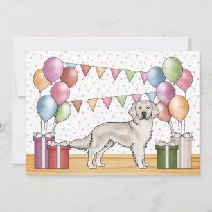 Crème Golden Retriever Hond Kleurrijke Verjaardag Kaart