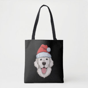 Crème Golden Retriever-liefhebber Kerstmis Santa-h Tote Bag