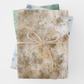 Crème Goud Blauw Groen Grunge Chic Abstract Inpakpapier Vel (In situ)