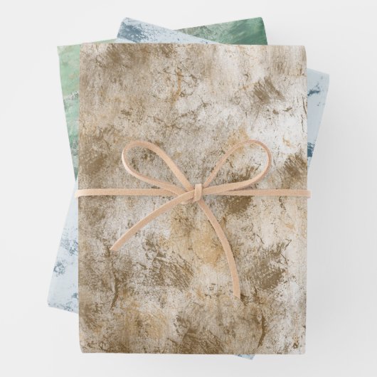 Crème Goud Blauw Groen Grunge Chic Abstract Inpakpapier Vel (In situ)