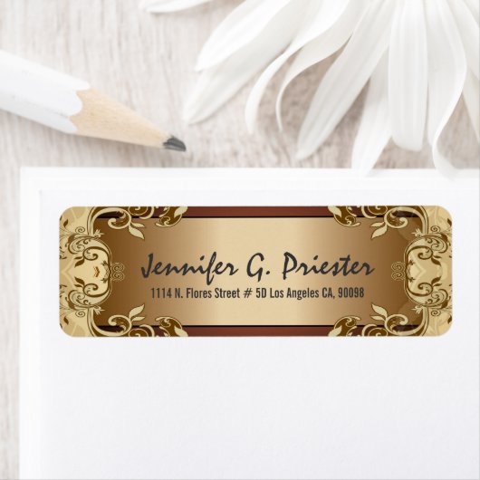 Crème Goud & Bruin  bloemontwerp Etiket (Insitu)