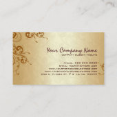 Crème Goud & Bruin bloemontwerp Visitekaartje (Achterkant)